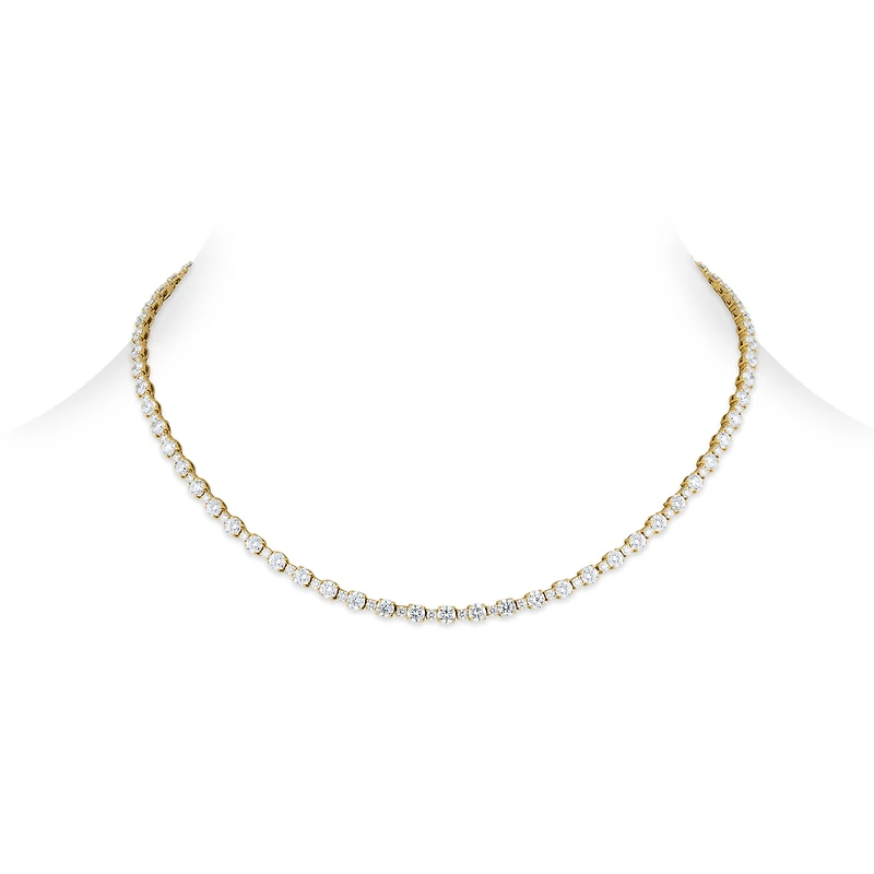 Diamond line necklace in yellow gold