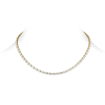 Diamond line necklace in yellow gold