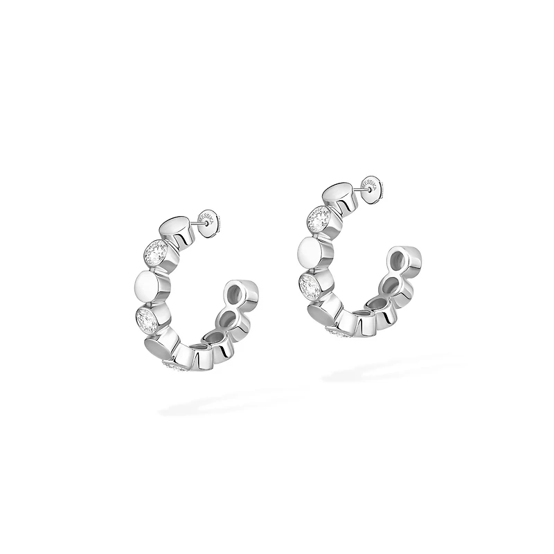 D-Vibes White Gold and Diamond Hoop Earrings