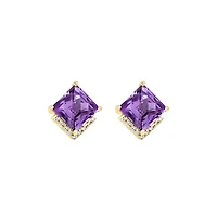 Amethyst and Diamond Stud Earrings