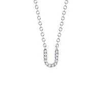 Initials White Gold and Diamond Pavé Letter U Necklace