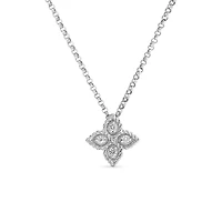 Princess Flower Small White Gold Diamond Pendant