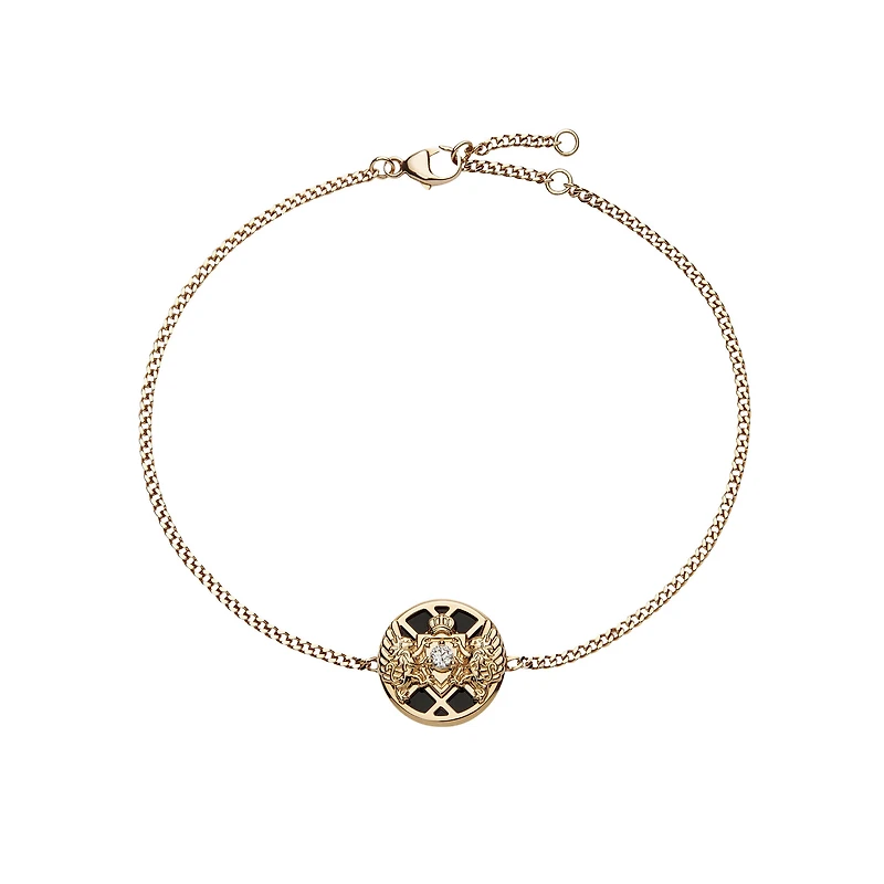 Emblem Yellow Gold Diamond and Onyx Bracelet