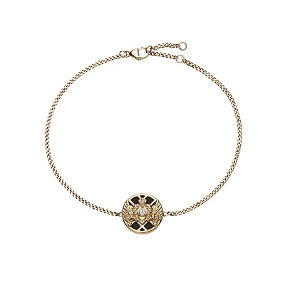 Emblem Yellow Gold Diamond and Onyx Bracelet