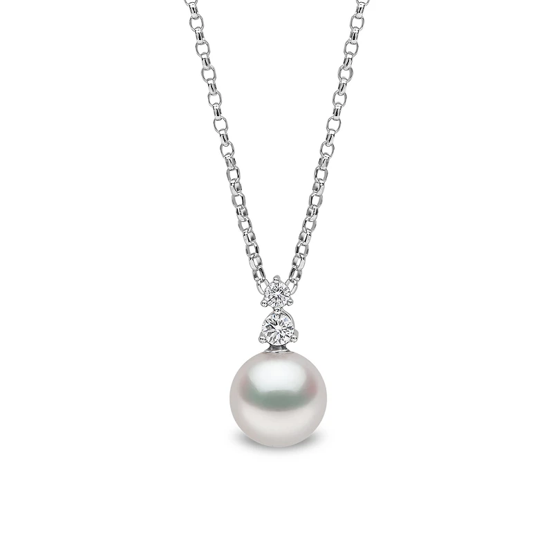 Classic White Gold, Pearl and Diamond Pendant