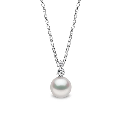 Classic White Gold, Pearl and Diamond Pendant