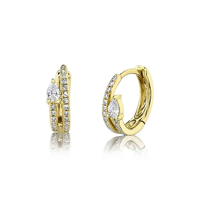 Colette Yellow Gold and Diamond Pavé Mini Hoop Earring
