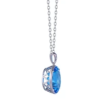 Oval Swiss Blue Topaz Pendant in White Gold