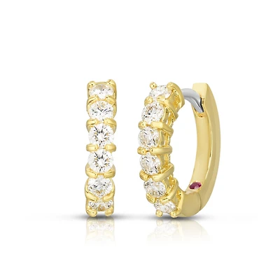 Perfect Diamond Hoops Single Line Earrings in Yellow Gold