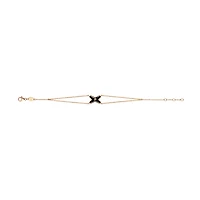 Jeux De Liens Rose Gold Onyx and Diamond Double Chain Bracelet