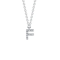 Initials White Gold and Diamond Pavé Letter F Necklace