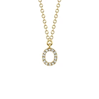 Initials Yellow Gold and Diamond Pavé Letter O Necklace