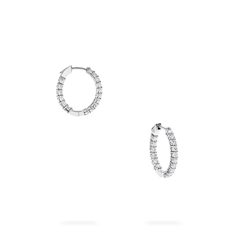 Diamond and White Gold Hoop Earrings