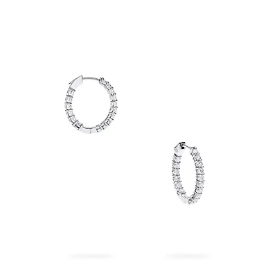 Diamond and White Gold Hoop Earrings
