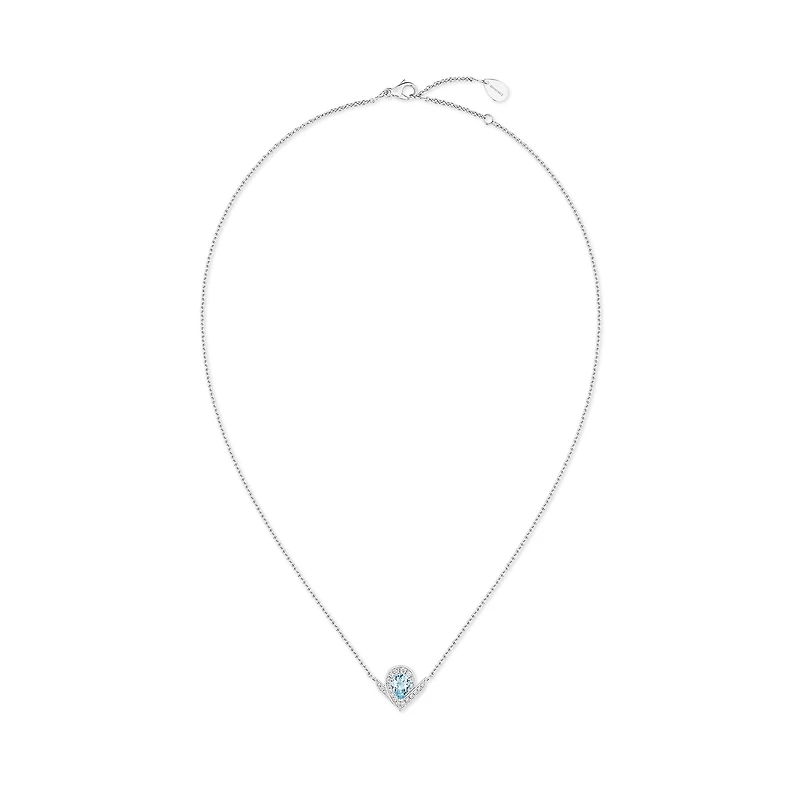 Josephine Aigrette White Gold, Aquamarine and Diamond Pavé Pendant