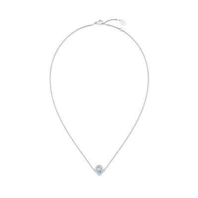 Josephine Aigrette White Gold, Aquamarine and Diamond Pavé Pendant