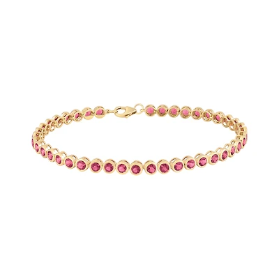Round Pink Tourmaline Line Bracelet