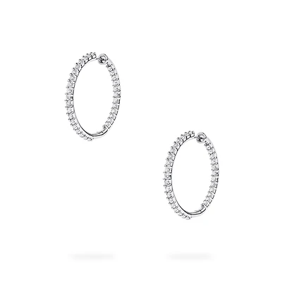White Gold and Diamond Hoop Earrings