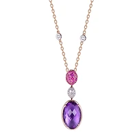 Pink Sapphire and Amethyst Pendant in Rose Gold