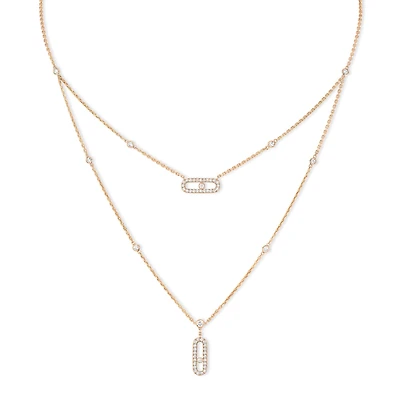 Move Uno Rose Gold and Diamond 2-Row Pavé Necklace