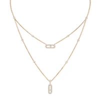 Move Uno Rose Gold and Diamond 2-Row Pavé Necklace