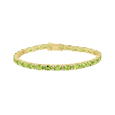 Oval Peridot Line Bracelet