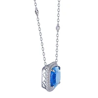 Swiss Blue Topaz and Diamond Pendant in White Gold
