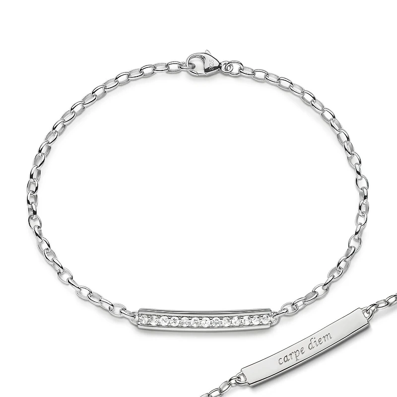 Petite Poesy Carpe Diem Silver and White Sapphire Bracelet