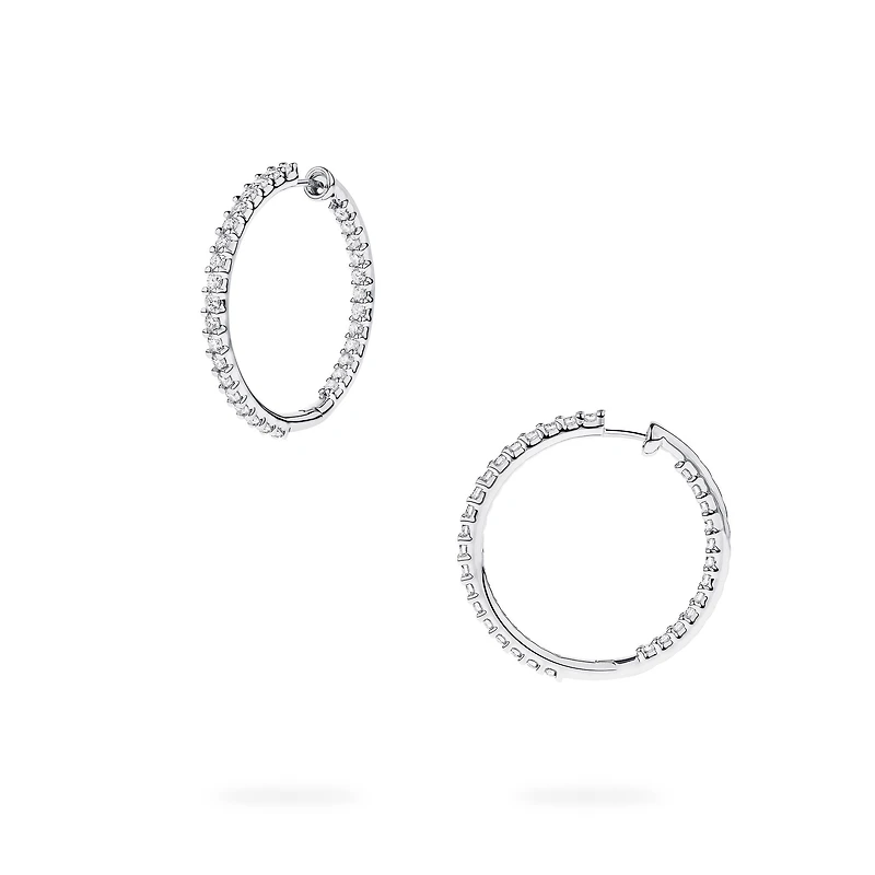 White Gold and Diamond Hoop Earrings