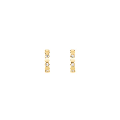 Bee de Chaumet Small Yellow Gold and Diamond Hoop Earrings