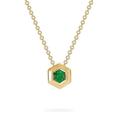 Yellow Gold Birthstone Pendant, Emerald