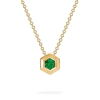 Yellow Gold Birthstone Pendant, Emerald