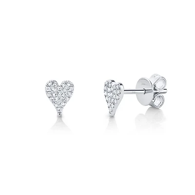 Kate White Gold and Diamond Pavé Heart Stud Earrings