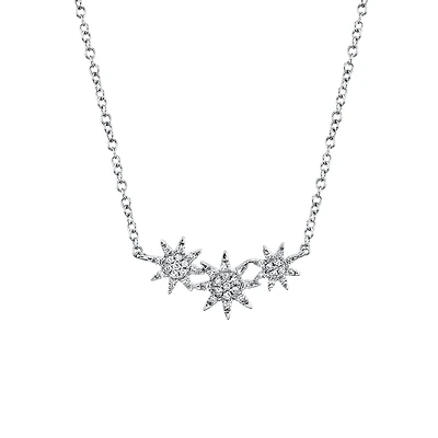 Kate White Gold and Diamond Pavé Triple Star Pendant