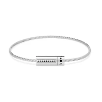 7g Polished Silver Cable Bracelet with Black Diamonds