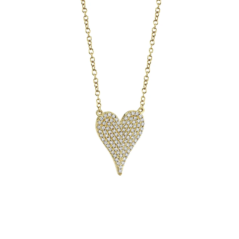Kate Yellow Gold and Diamond Pavé Heart Pendant