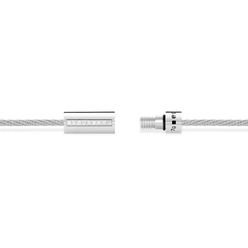 7g Polished Silver Cable Bracelet with Diamonds