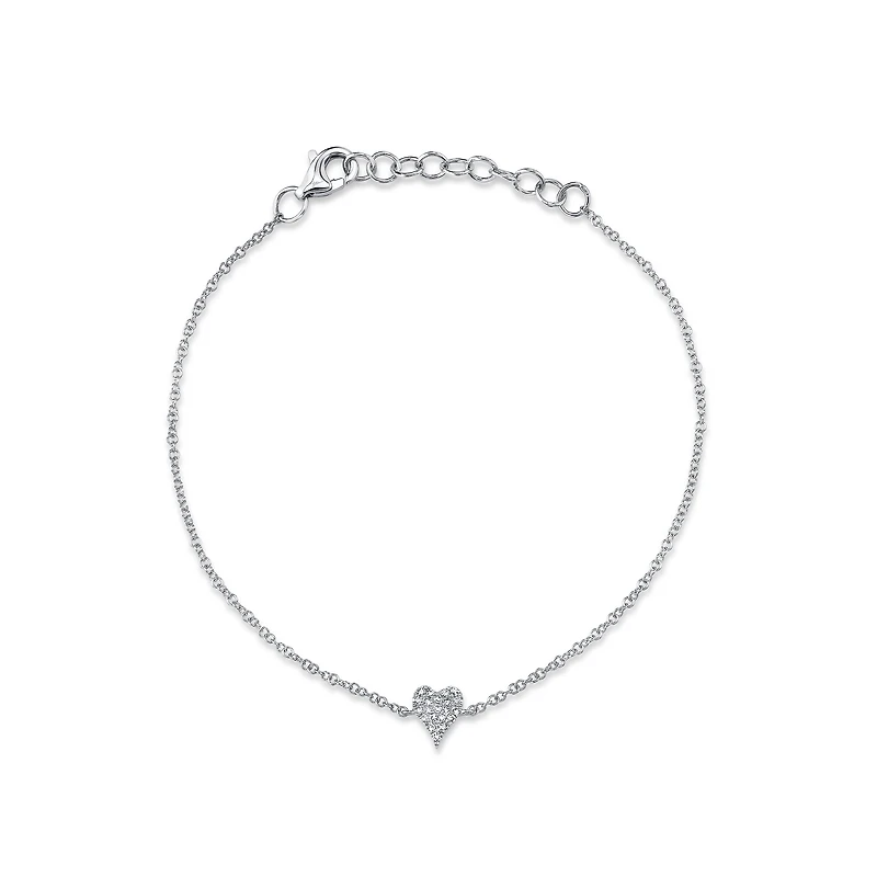 Kate White Gold and Diamond Pavé Heart Bracelet
