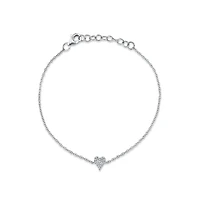 Kate White Gold and Diamond Pavé Heart Bracelet
