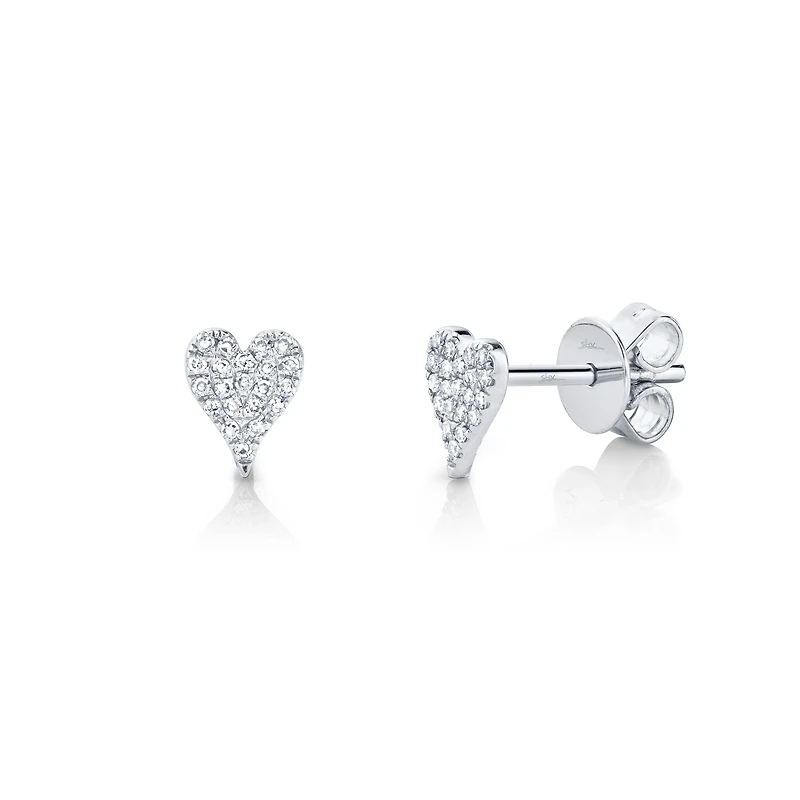 Kate Gold and Diamond Pavé Heart Stud Earrings