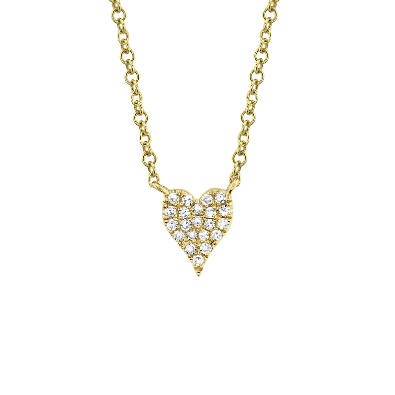 Kate Yellow Gold and Diamond Pavé Heart Pendant