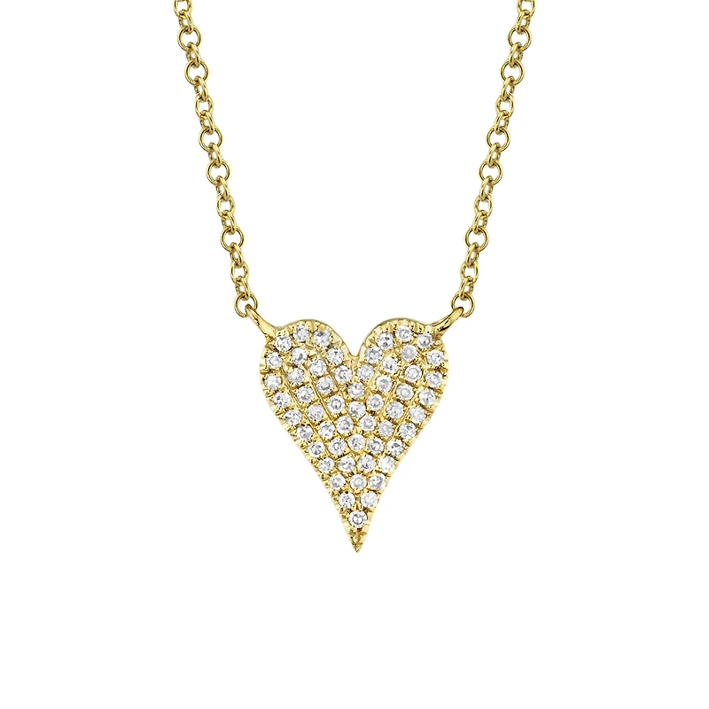 Kate Yellow Gold and Diamond Pavé Heart Pendant