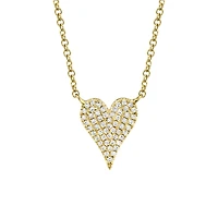 Kate Yellow Gold and Diamond Pavé Heart Pendant