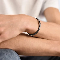 15g Brushed Black Silver Ribbon Bracelet