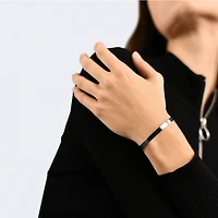 15g Brushed Black Silver Ribbon Bracelet