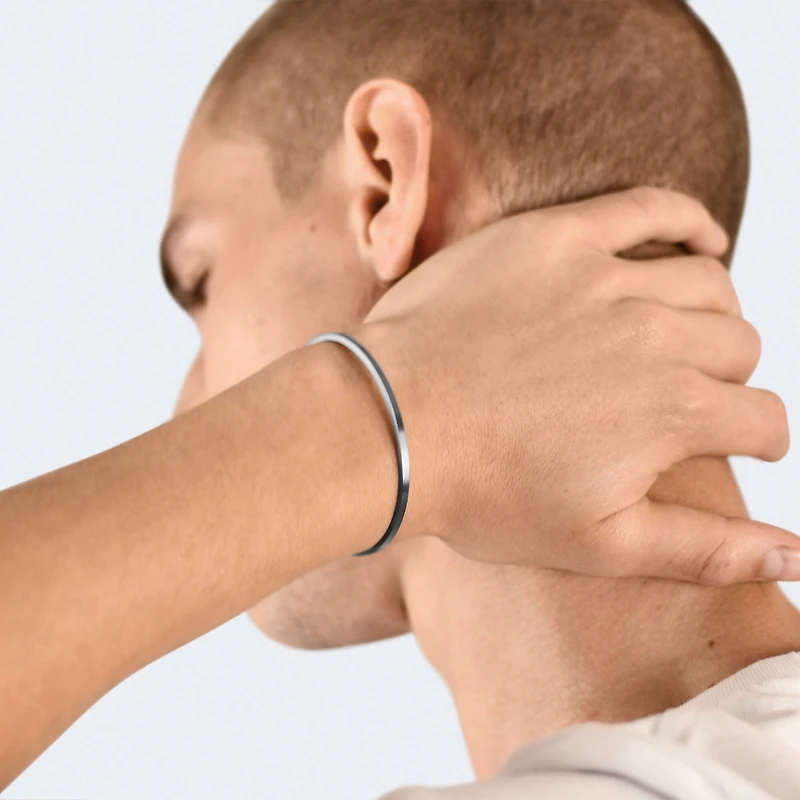 7g Brushed Black Silver Ribbon Bracelet