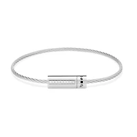 7g Polished Silver Cable Bracelet with Diamonds