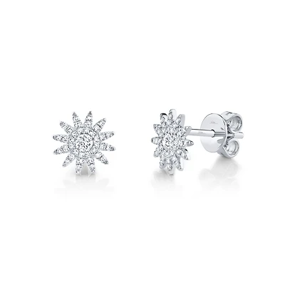 Kate White Gold and Diamond Pavé Starburst Stud Earrings