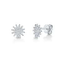 Kate White Gold and Diamond Pavé Starburst Stud Earrings