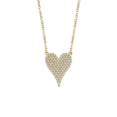 Kate Yellow Gold and Diamond Pavé Heart Pendant